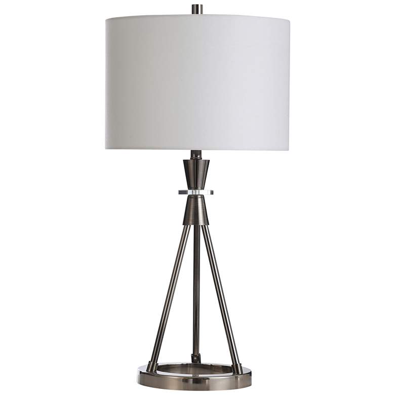 Hilsgrove Molded Round Black Nickel Metal Tripod Table Lamp