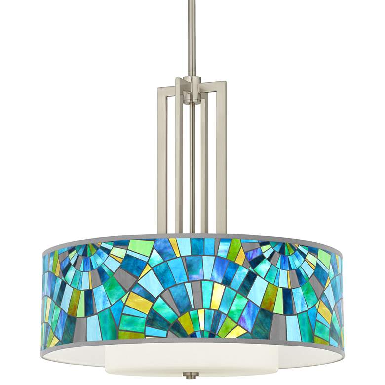 Lagos Mosaic Carey 24" Brushed Nickel 4-Light Chandelier