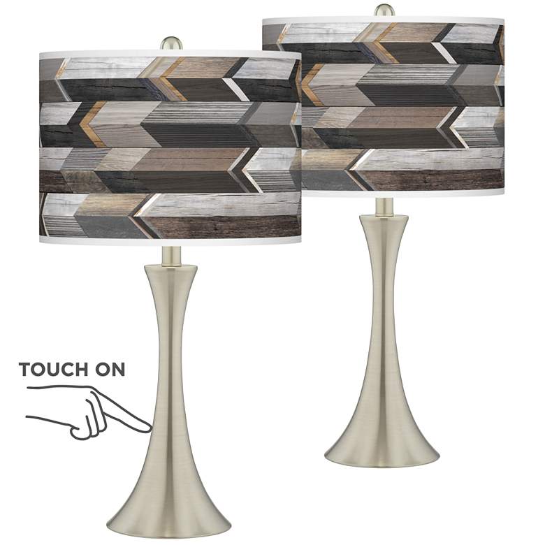 Woodwork Arrows Trish Brushed Nickel Touch Table Lamps Set of 2