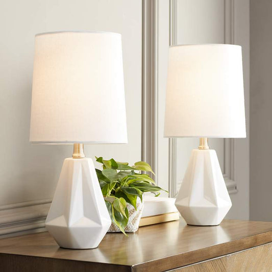 Colyn White Prism Modern Accent Table Lamps Set of 2