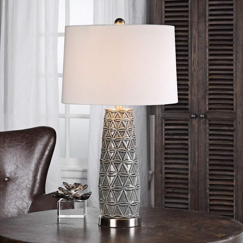 Cortinada Stone Gray Glazed Ceramic Table Lamp