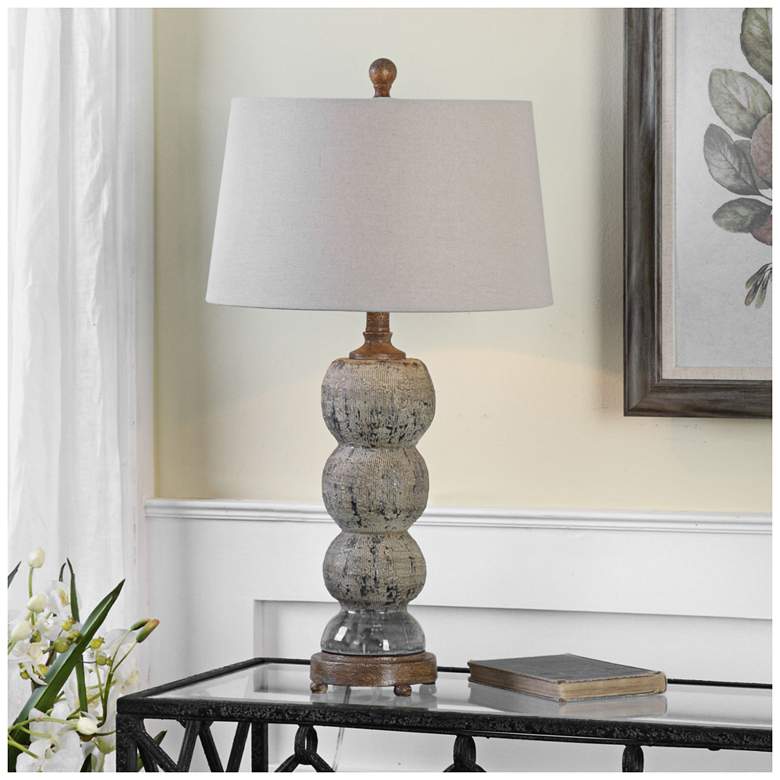 Amelia Blue-Gray Textured Ceramic Table Lamp