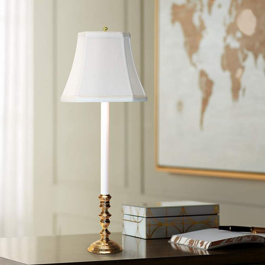 Brookwood Candlestick Buffet Table Lamp with Off-White Shade