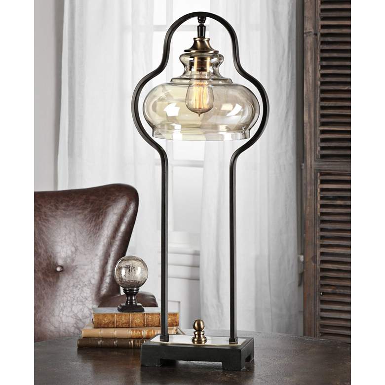 Cotulla Aged Black Iron Buffet Table Lamp