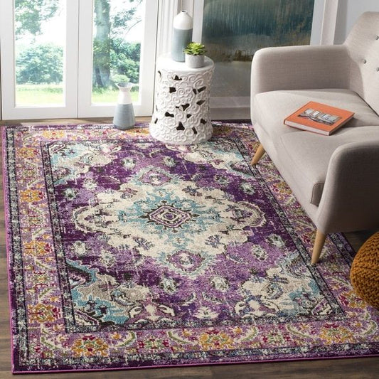 Distressed Violet Light Blue Soft Area Rug