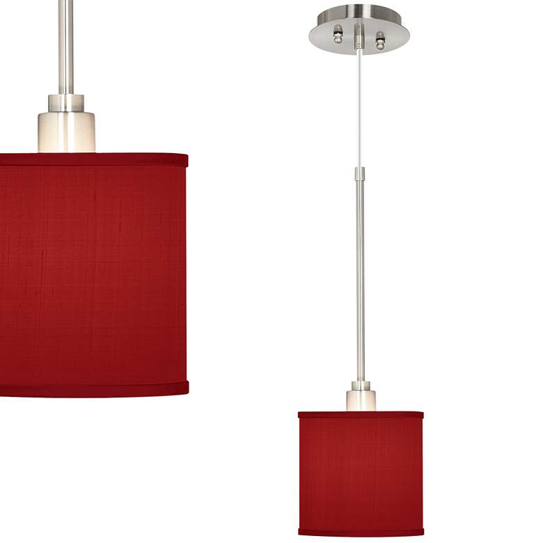 Teal Blue 7" Wide Faux Silk Mini Pendant Light