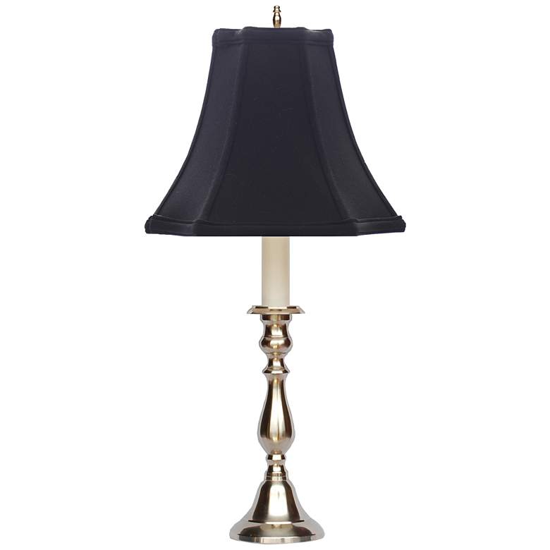Weymouth Pewter Candlestick Table Lamp with Black Shade