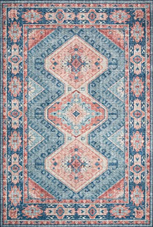 Loloi II Skye Collection SKY-03 Turquoise / Terracotta, Traditional 2'-0" x 5'-0" Accent Rug