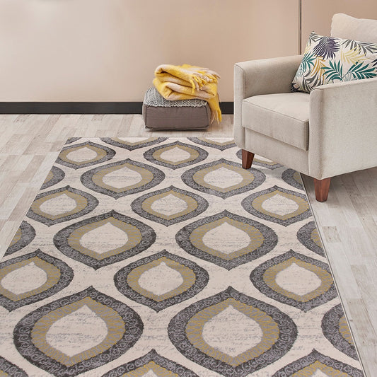 Trellis Cream Yellow Gray/Grey Area Rug