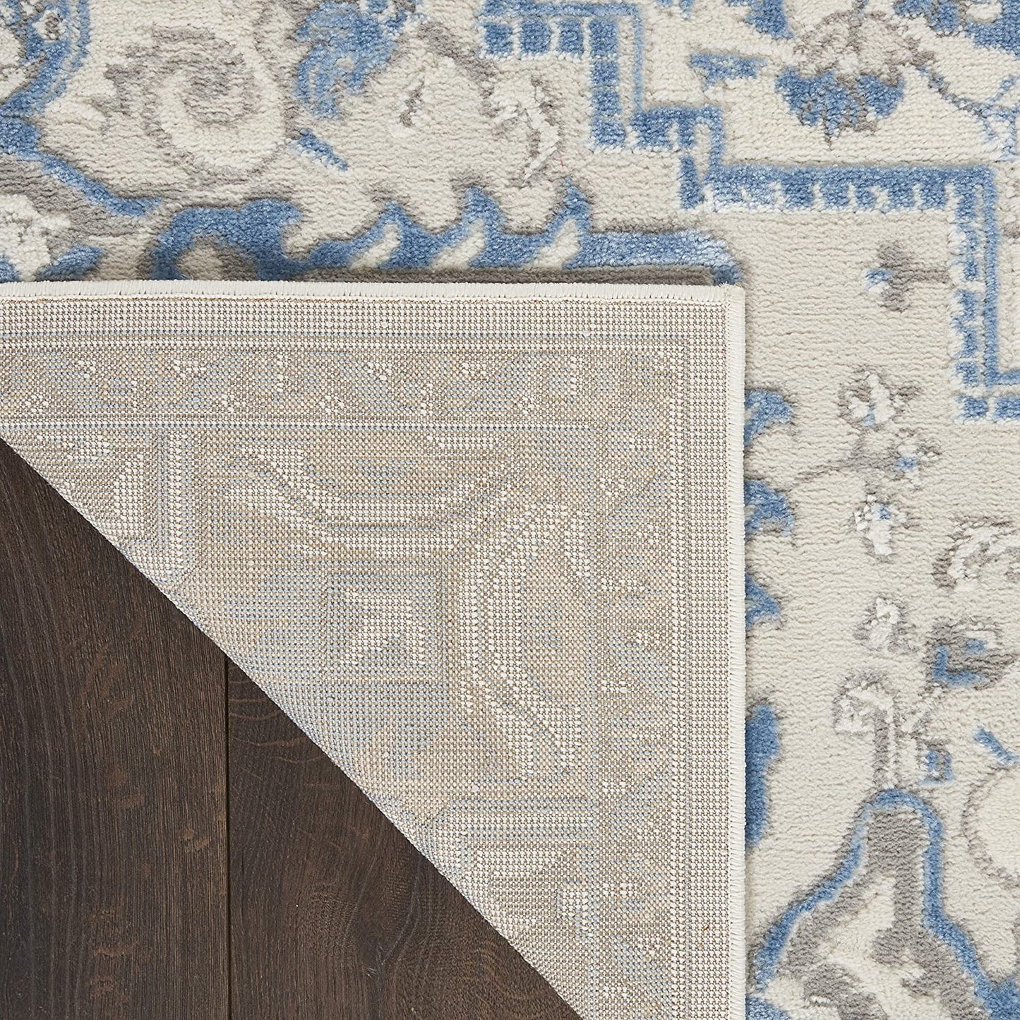 Persian Floral Traditional Ivory Blue Soft Area Rug