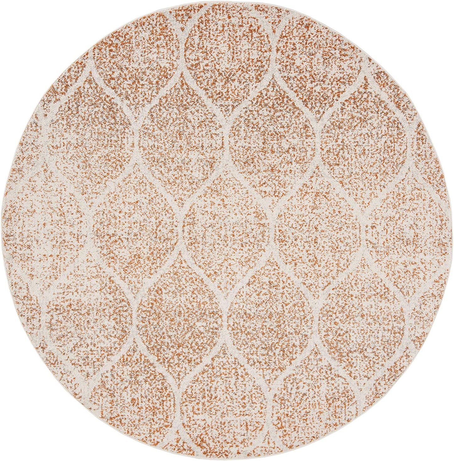 Geometric Trellis Distressed Cream/Orange Soft Area Rug