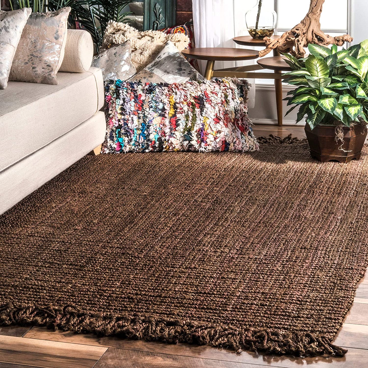 Chunky Loop Chocolate Jute Rug - Multiple sizes available