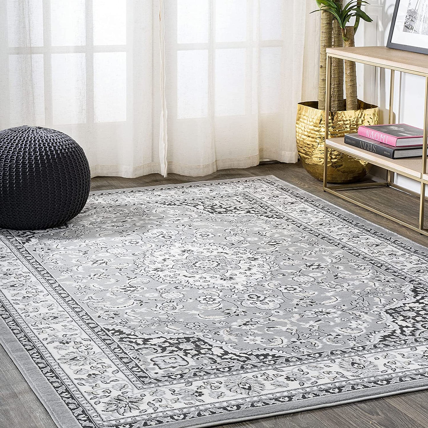 Palmette Modern Persian Floral Soft Area Rug  Blue/Navy