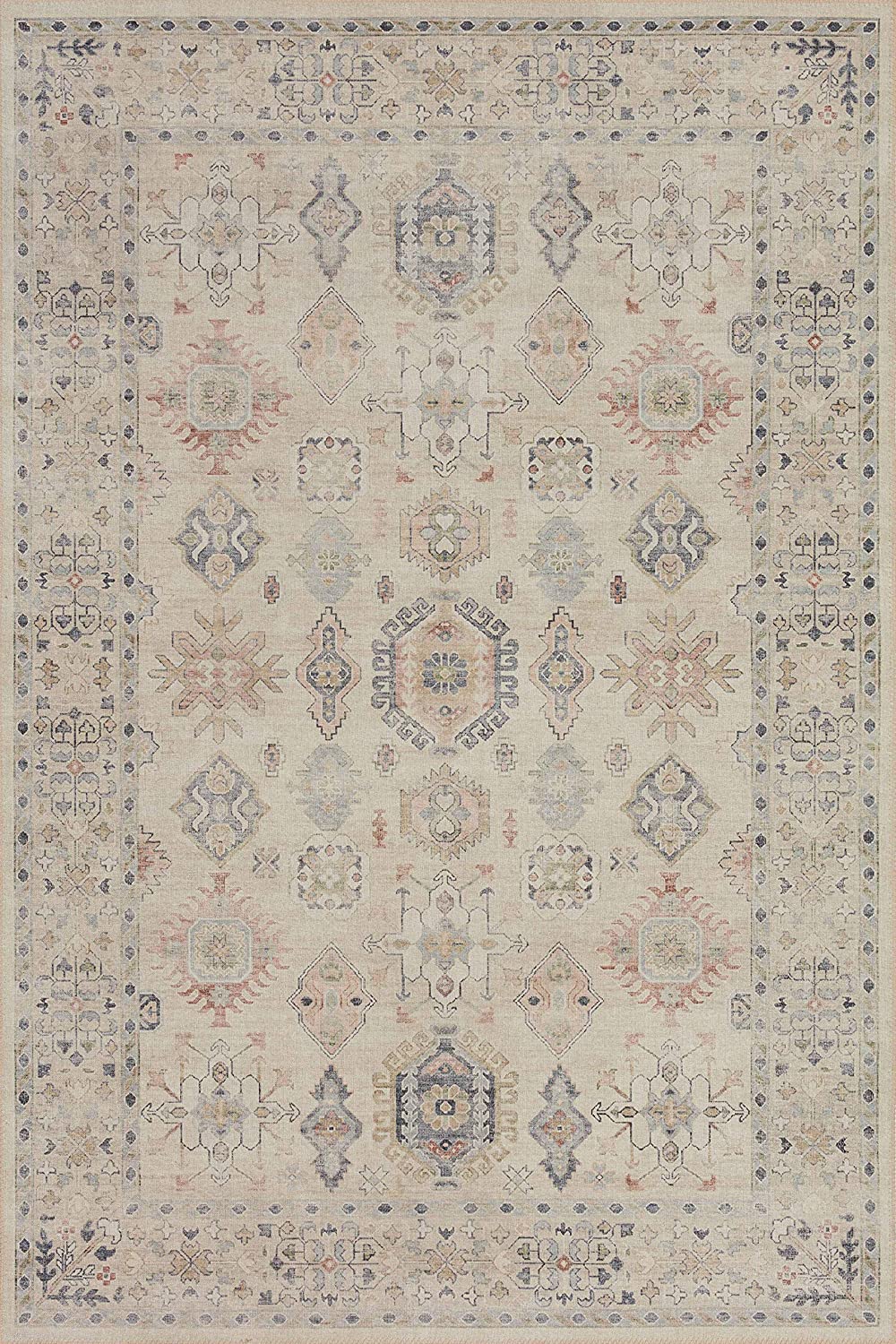 Hathaway Collection  Beige / Multi, Traditional Soft Area Rug