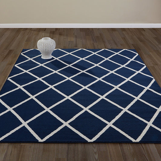 Navy Ivory Trellis Area Rugs