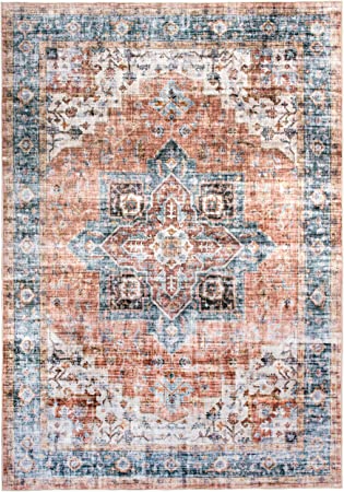 Bohemian Distressed Machine Washable Non Slip Area Rug