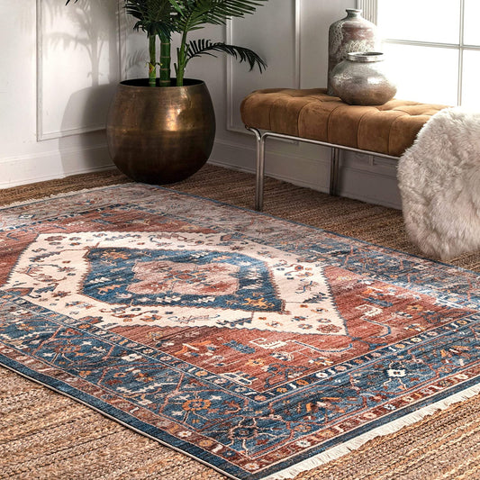 Mabel Tribal Area Rug,  Rust