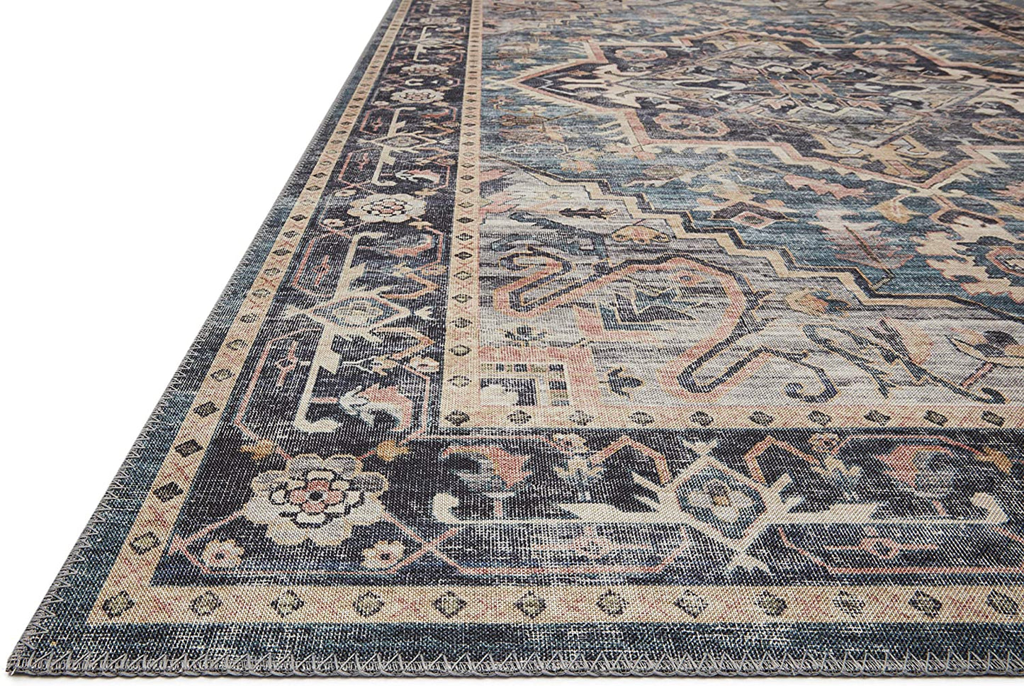 Hathaway Collection  Navy / Multi, Traditional Soft Area Rug