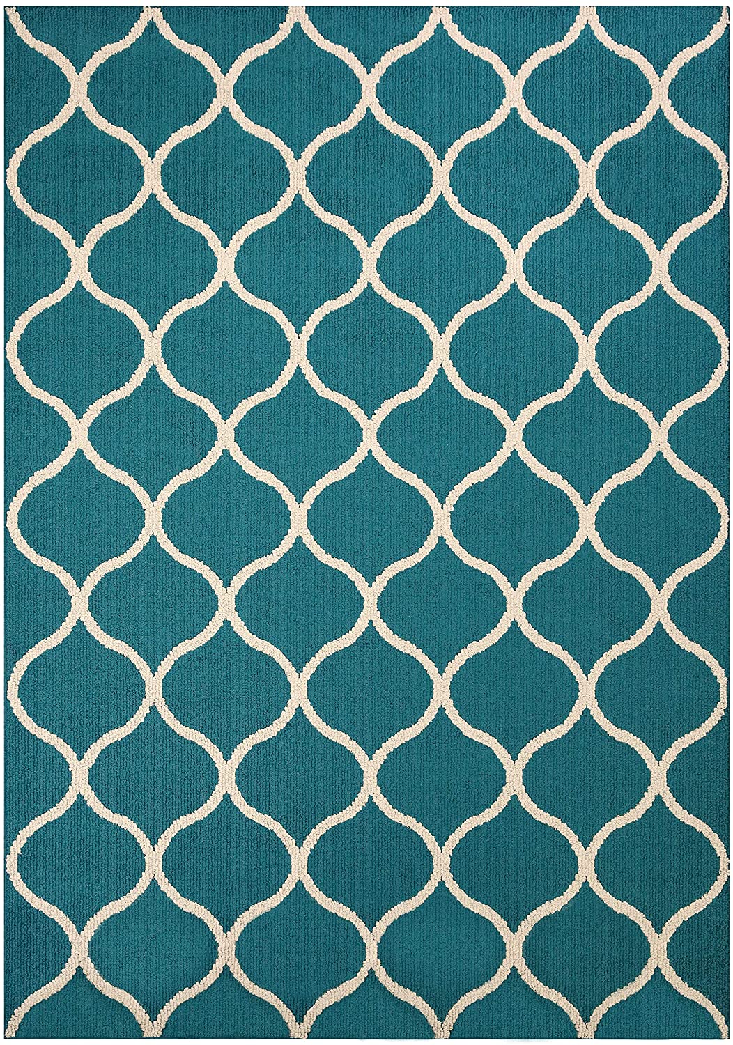 Maples Rugs Rebecca Contemporary Runner Rug Non Slip Teal/Sand