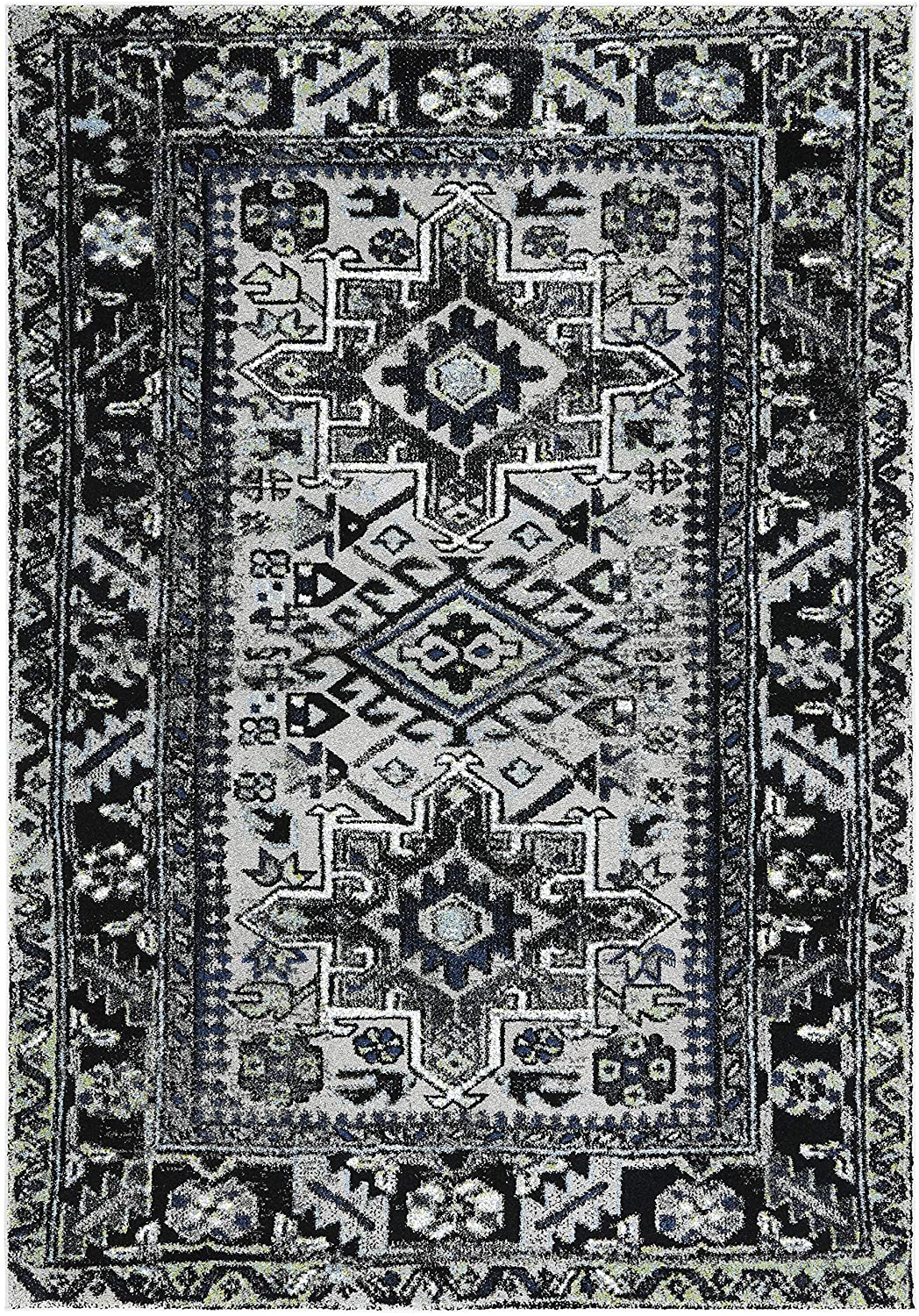 Oriental Persian Area Rug, Light Grey/Dark Grey