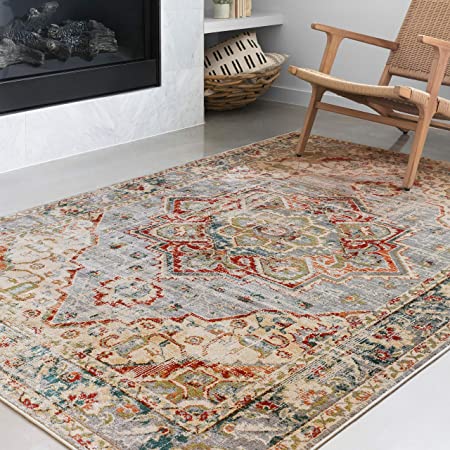 Loloi ll Isadora Collection Distressed Persian Area Rug, 2'-7" x 8'-0" Runner, Oatmeal/Multi