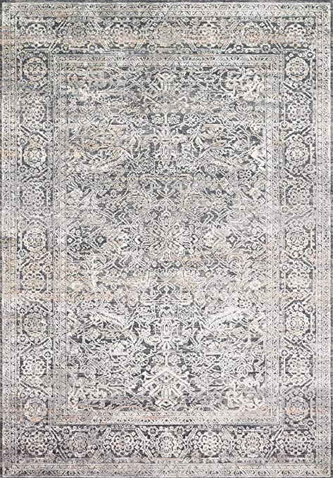 Loloi II Lucia Collection LUC-01 Grey / Sunset, Transitional 7'-9" x 10'-6" Area Rug