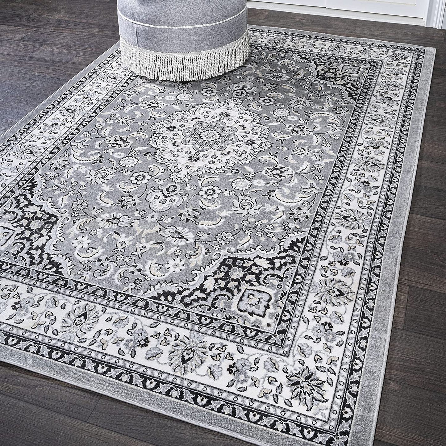 Palmette Modern Persian Floral Soft Area Rug  Blue/Navy