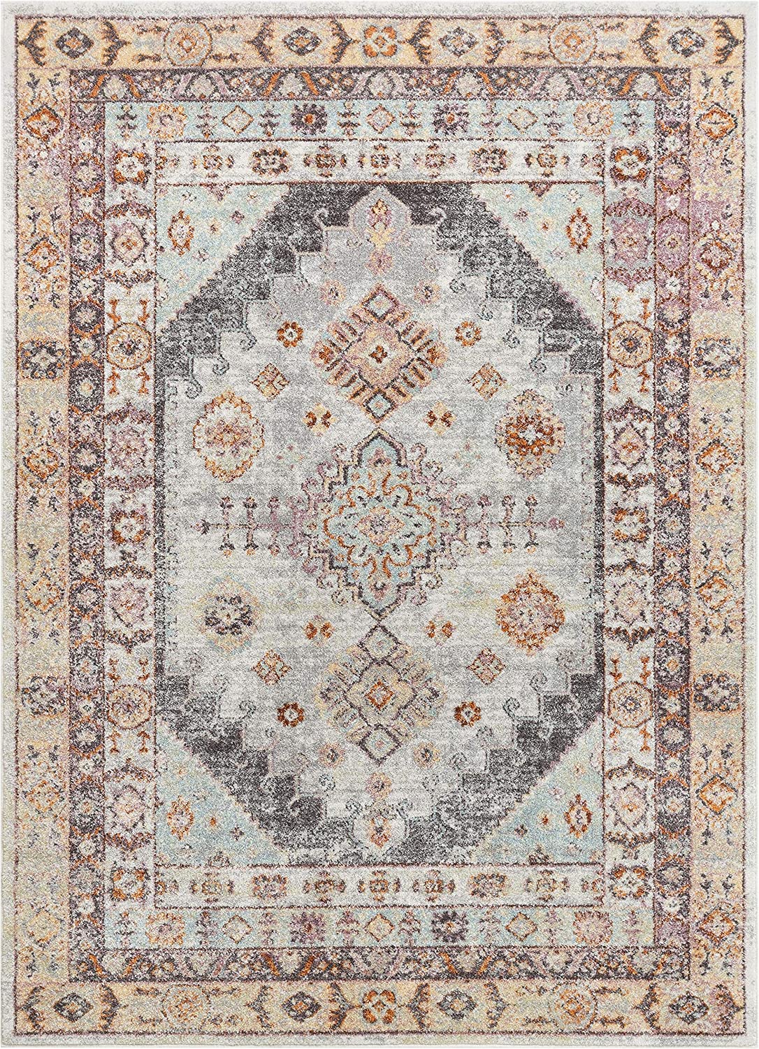 Rodeo Virden Grey Bohemian Eclectic Tribal Aztec Distressed Area Rug