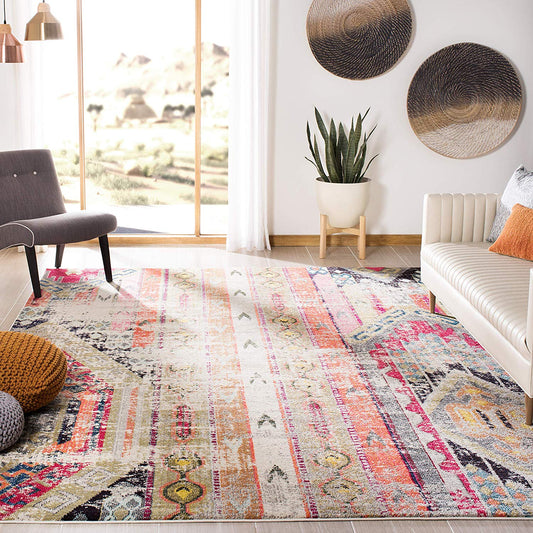 Distressed Light Grey Multi-color Soft Area Rug