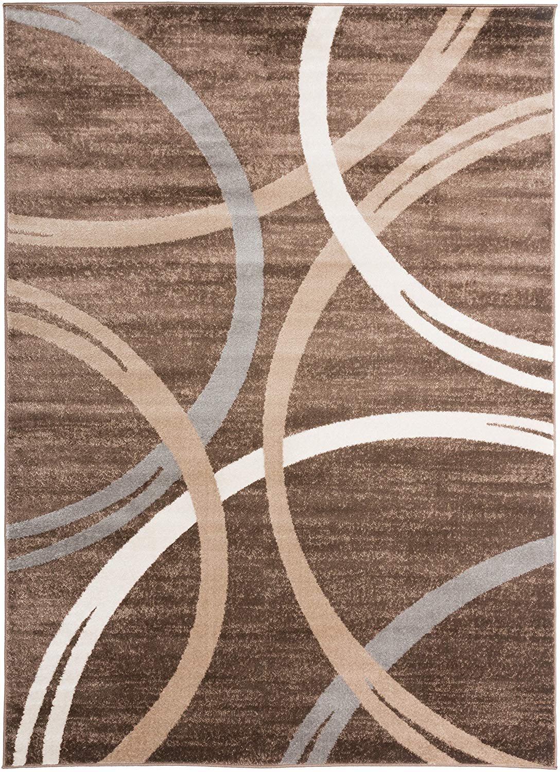 Contemporary Circles Pattern Brown Beige Soft Area Rugs