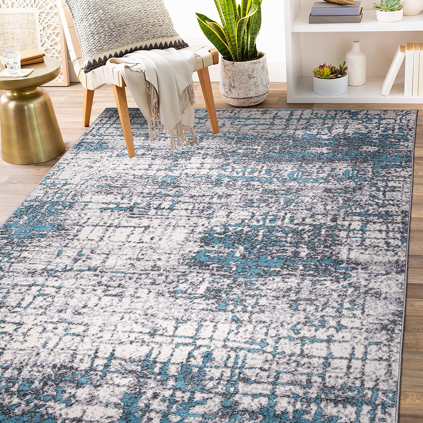 Rugshop Distressed Abstract Modern Area Rug