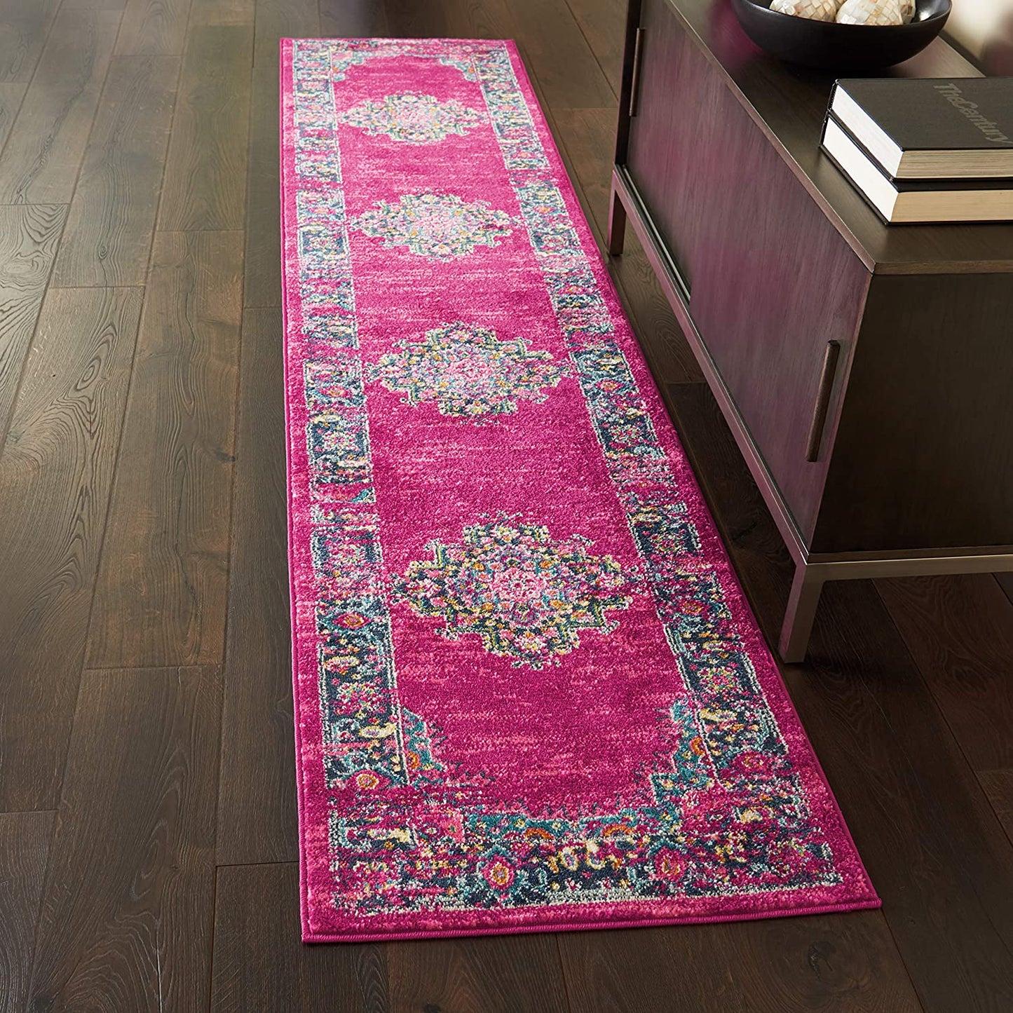 Passion Fuchsia Area Rug, Boho, Traditional, Easy -Cleaning, Non Shedding, Bed Room