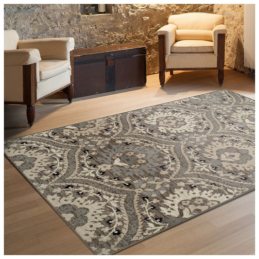 Floral Light Blue Area Rug