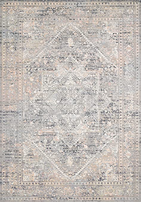 Loloi II Lucia Collection LUC-01 Grey / Sunset, Transitional 7'-9" x 10'-6" Area Rug