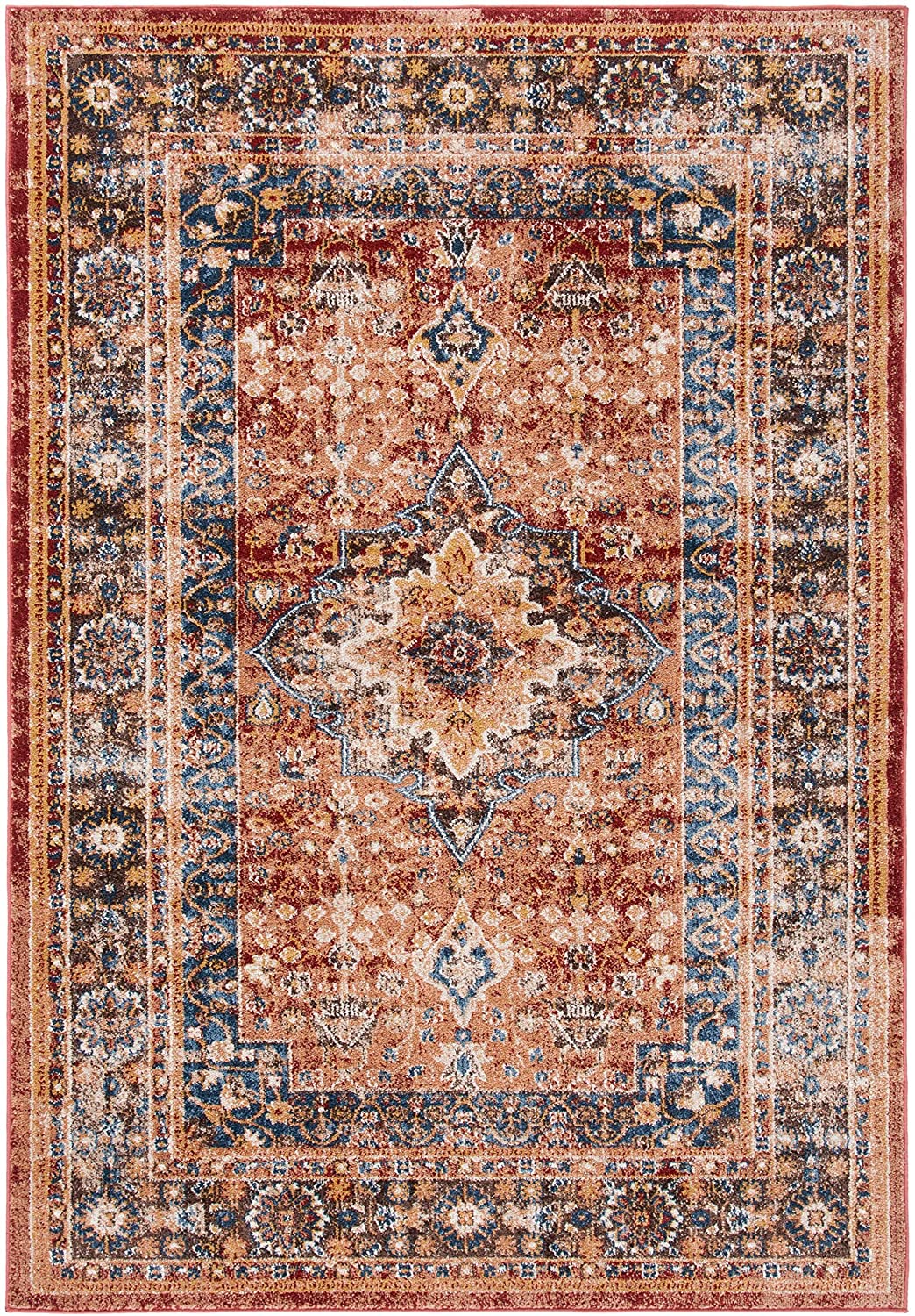 Traditional Oriental Distressed Area Rug, Rust / Brown