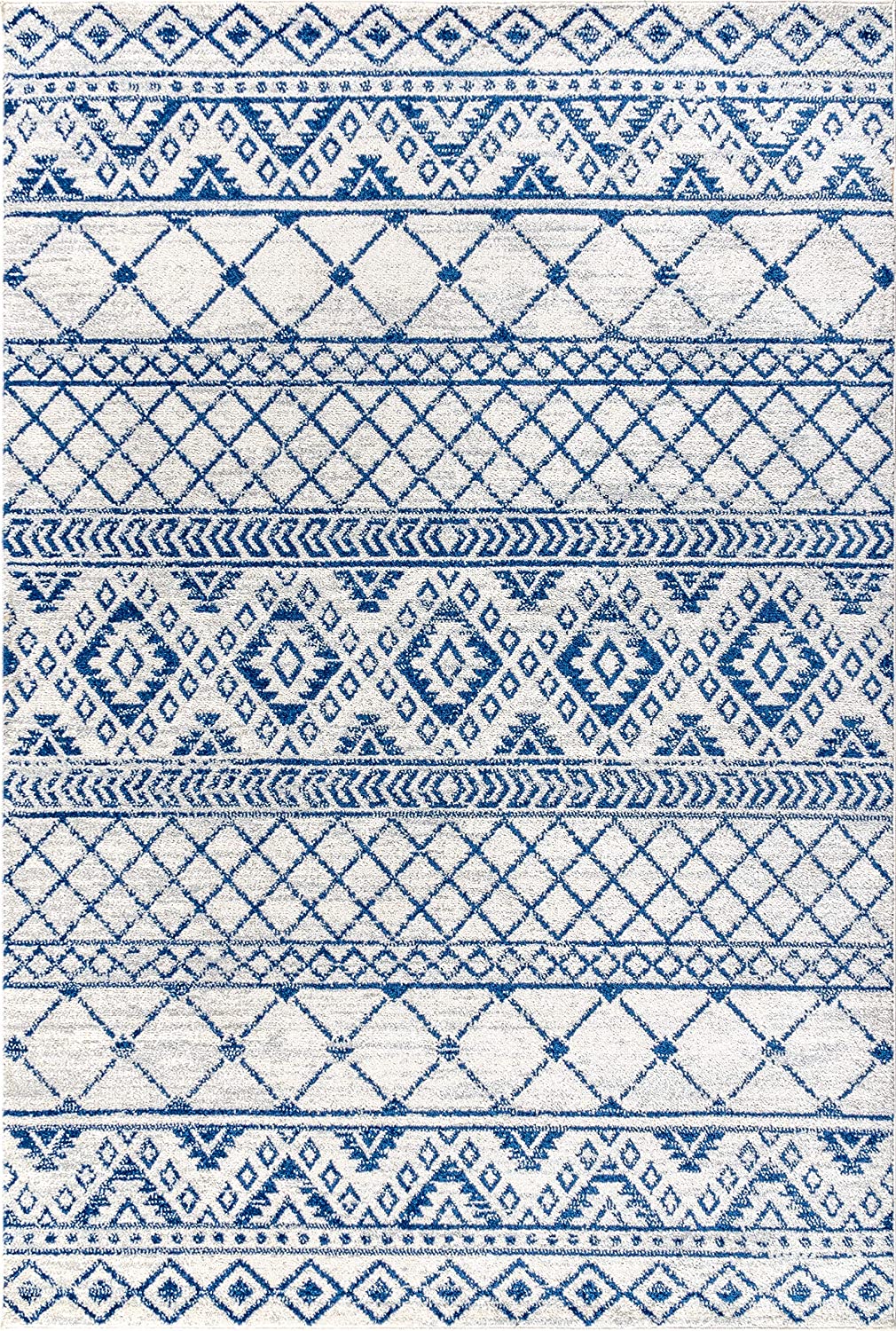 Moroccan HYPE Boho Vintage Tribal Cream/Blue Soft Area Rug Cream/blue