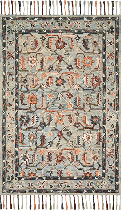Loloi II Elka Collection ELK-03 Denim / Multi, Transitional 7'-9" x 9'-9" Area Rug