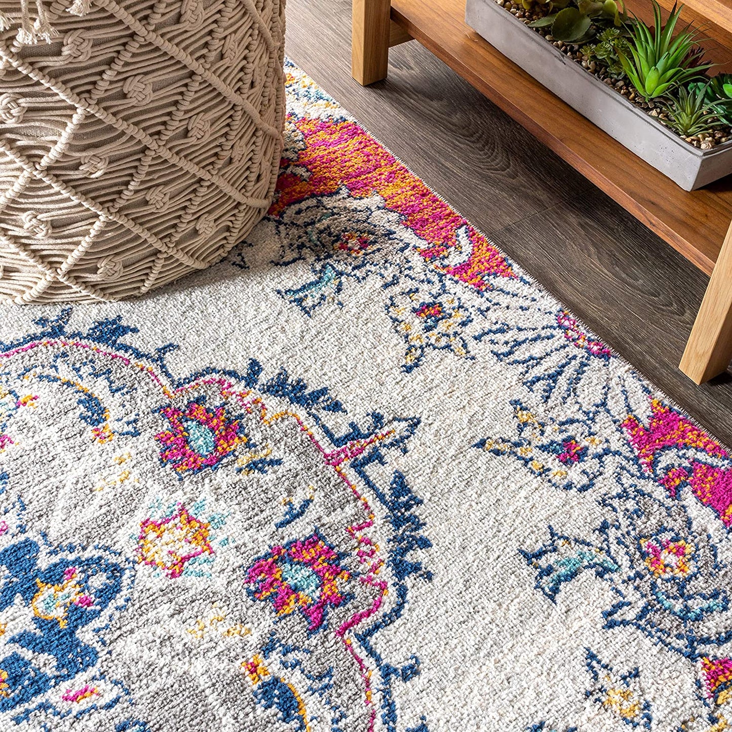 Bohemian FLAIR Boho Vintage Medallion Blue/Multi. Soft Area Rug