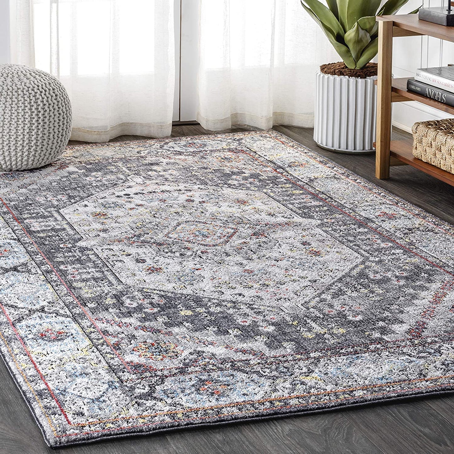 Kesan Vintage Medallion Blue Soft Area Rug