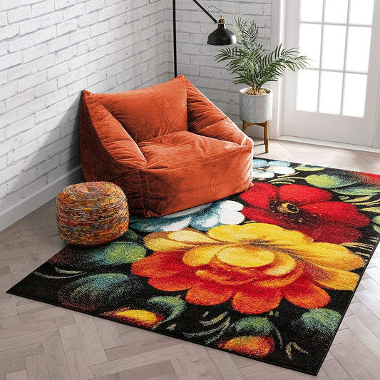 Nocturne Multicolor Modern Floral  Area Rug