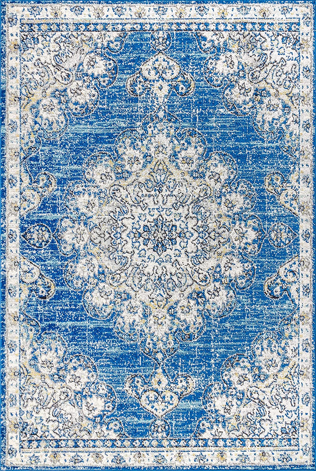 Bohemian FLAIR Boho Vintage Medallion Blue/Cream Soft Area Rug