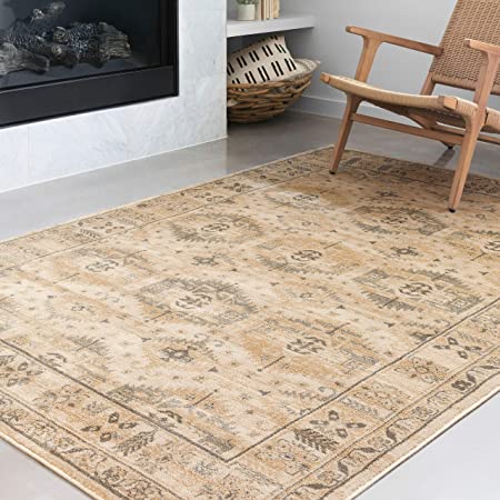 Loloi ll Isadora Collection Distressed Persian Area Rug, 2'-7" x 8'-0" Runner, Oatmeal/Multi