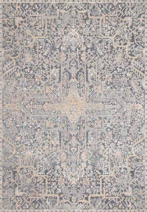 Loloi II Lucia Collection LUC-01 Grey / Sunset, Transitional 7'-9" x 10'-6" Area Rug