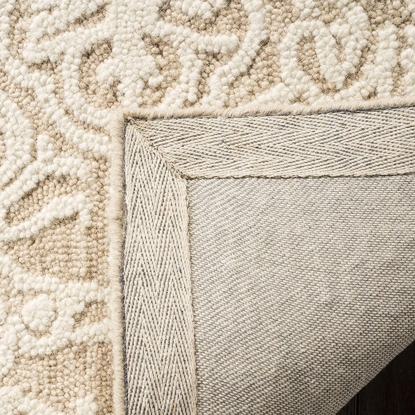 Blossom Collection BLM112B Handmade Premium Wool Soft Area Rug Beige / Ivory