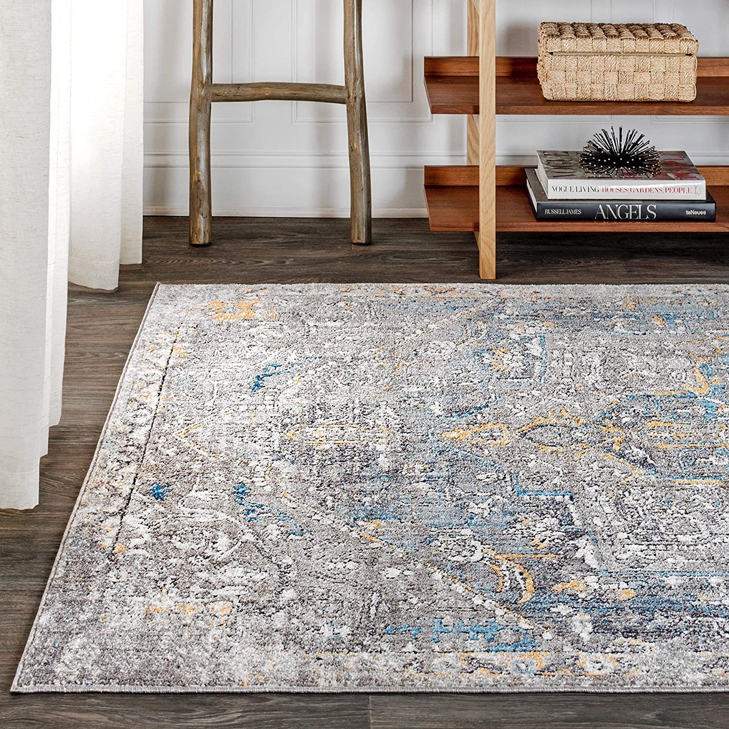 Izmir Vintage Medallion Gray/Mustard/Turquoise Soft Area Rug