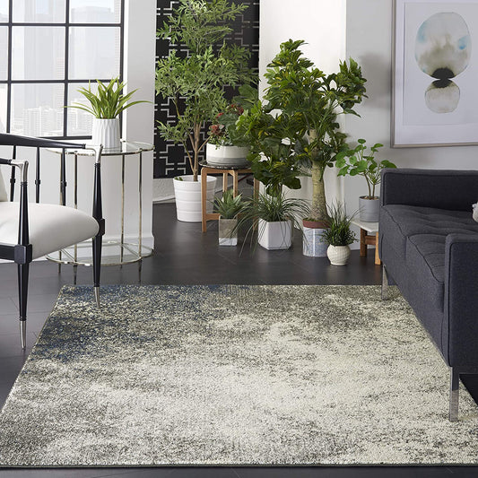 Modern Abstract Charcoal/Ivory Soft Area Rug