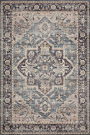 Loloi II Hathaway Collection HTH-05 Steel / Ivory, Traditional 7'-6" x 9'-6" Area Rug