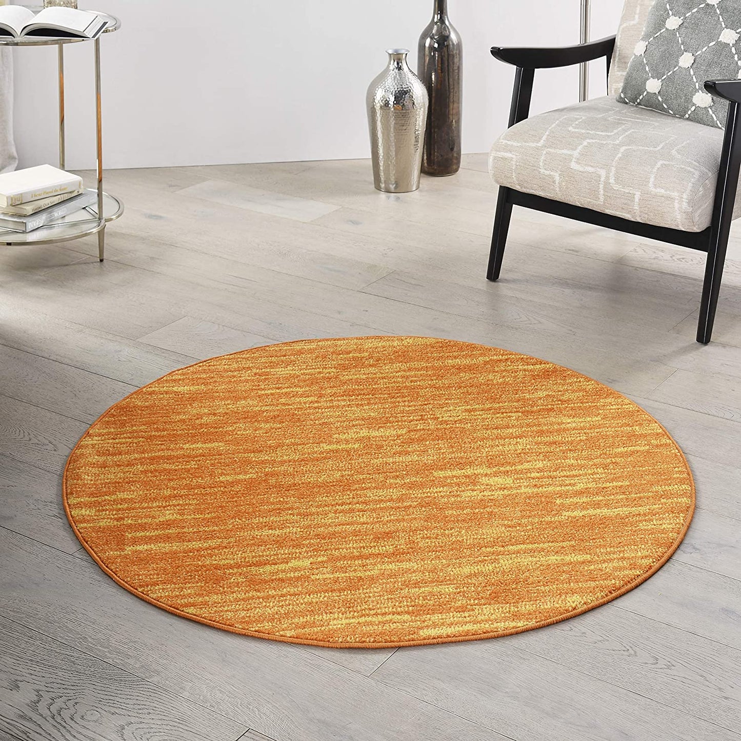 Solid Contemporary Sunburst Indoor/Outdoor Area Rug