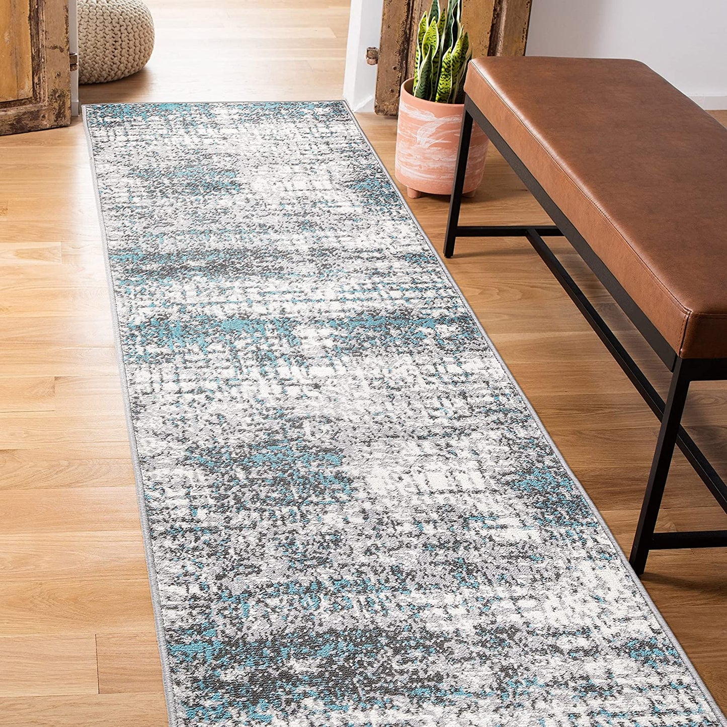 Rugshop Distressed Abstract Modern Area Rug