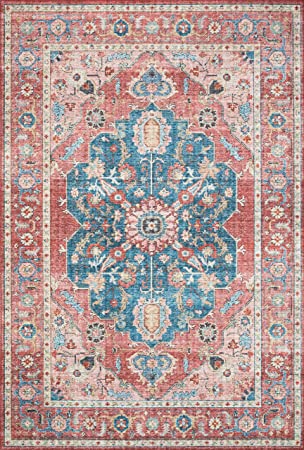 Loloi II Skye Collection SKY-03 Turquoise / Terracotta, Traditional 2'-0" x 5'-0" Accent Rug